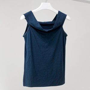 Annette Gortz Blue Sleeveless Scoop-neck Top